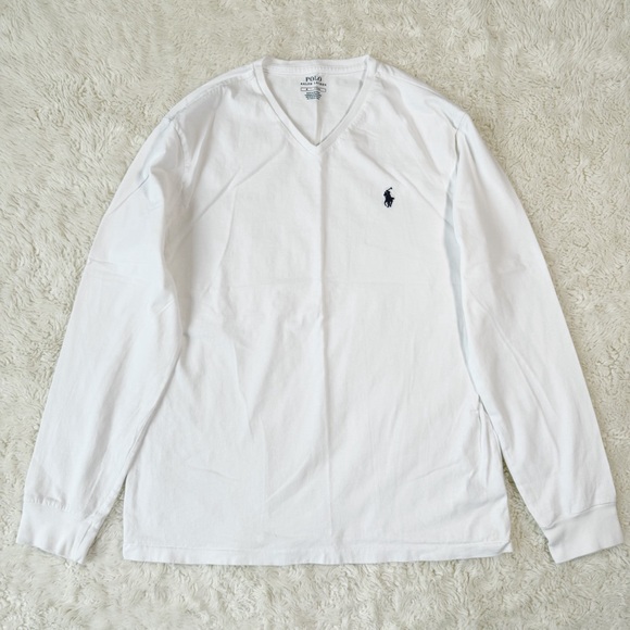 Polo Ralph Lauren Other - POLO Ralph Lauren Men White Cotton Jersey Long Sleeve Shirt MEDIUM Classic Basic